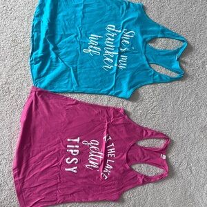 Blue and Pink Graphic Tank Tops